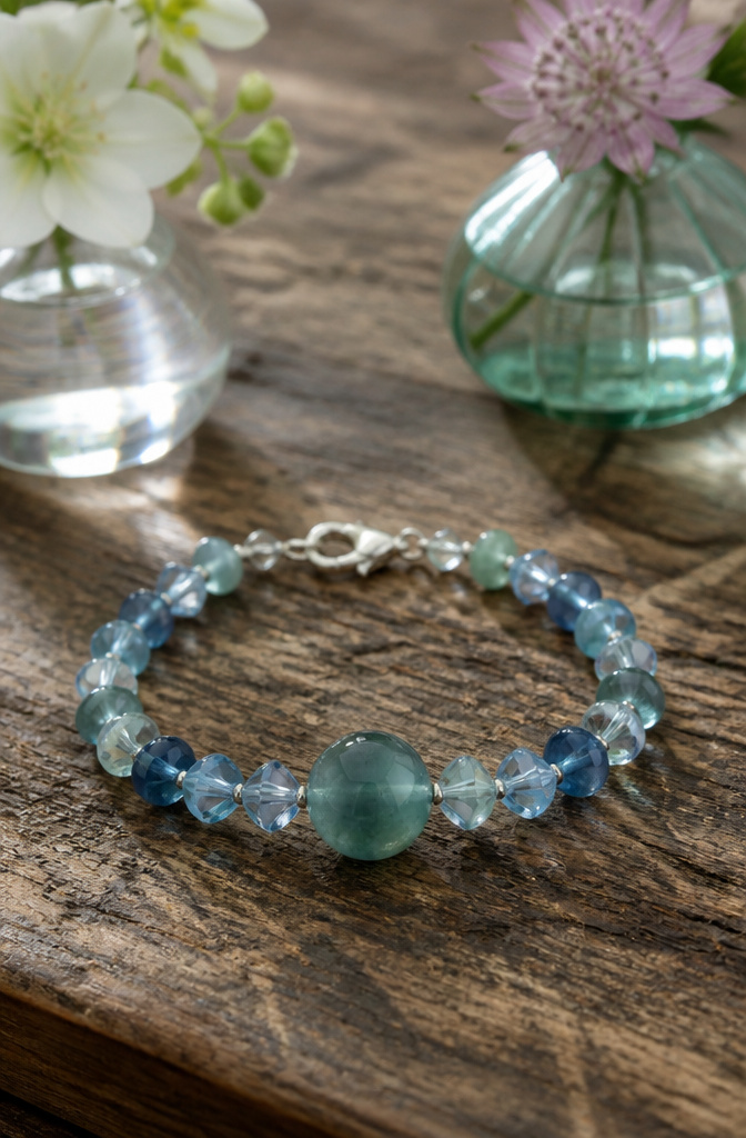Bracelet Patterns with Beads: Designs, Weaving Tutorials and Ideas 4 Raindrops bracelet with a large center bead and smaller rondelles.