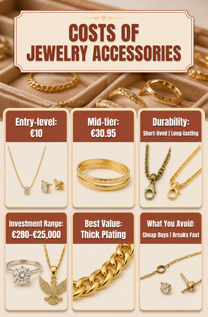 Dope Jewelry Accessories: Rings, Necklaces, Earrings, Bracelets and More 2026 10 A collection of entry-level jewelry pieces on a surface.