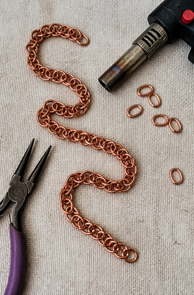 Easy Wire Jewelry: Patterns and Tutorials for Beginners 18 A chain made of figure-eight links crafted from wire.